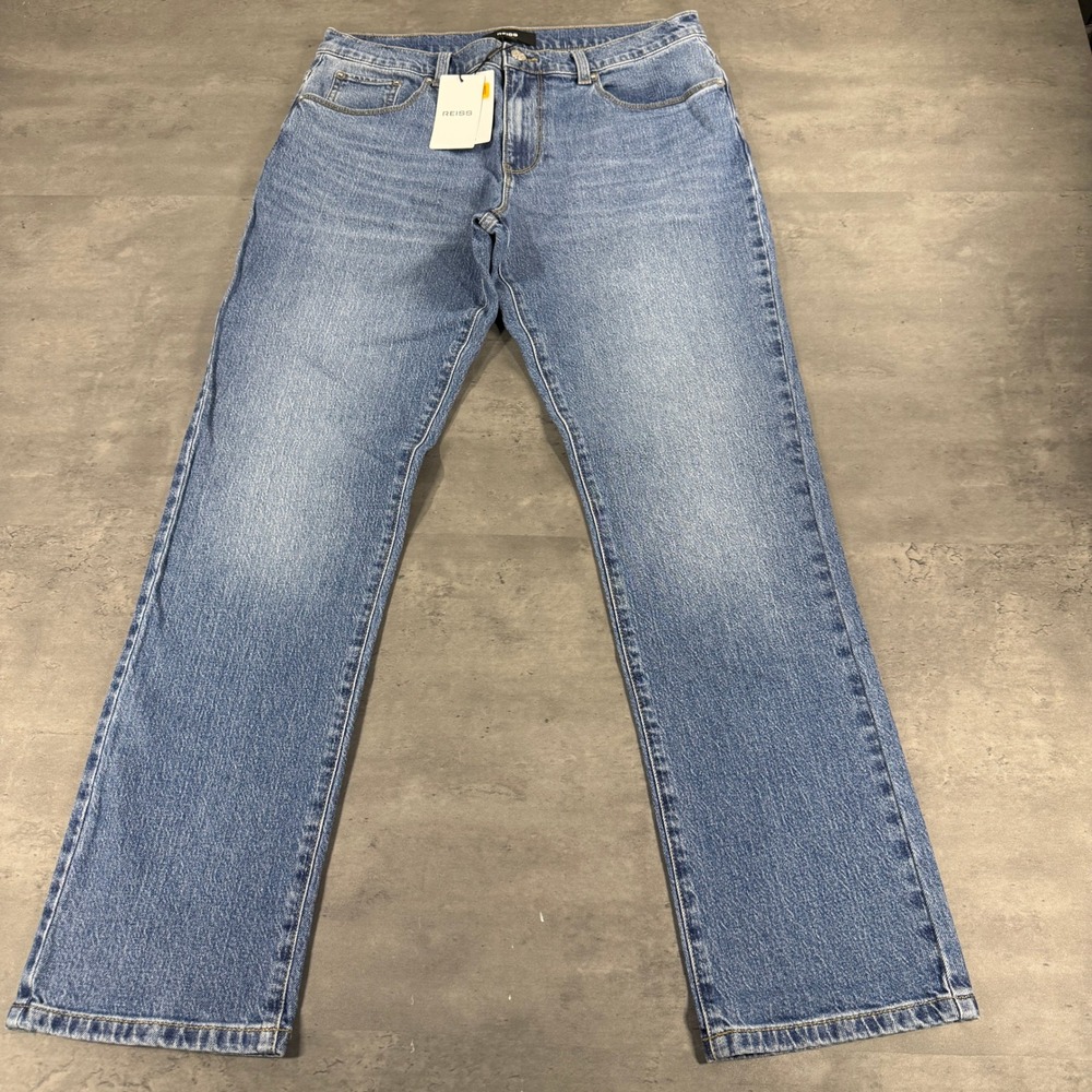 Reiss Jeans Mens 30 Bishopsgate Straight Fit Mid Blue Wash Stretch NEW $198